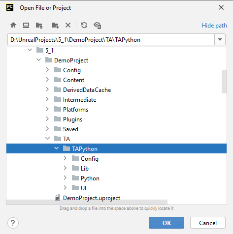 Open dialog window in PyCharm